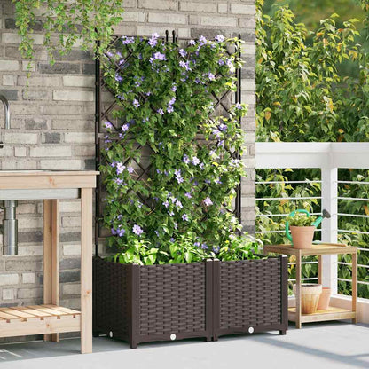 Vaso da Giardino con Trellis 2 pcs Marrone 80 x 40 x 143 cm PP - homemem39