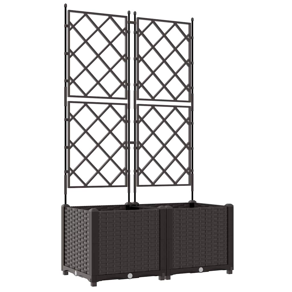 Vaso da Giardino con Trellis 2 pcs Marrone 80 x 40 x 143 cm PP - homemem39