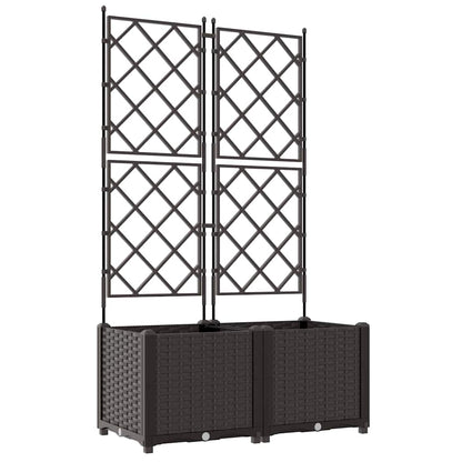 Vaso da Giardino con Trellis 2 pcs Marrone 80 x 40 x 143 cm PP - homemem39