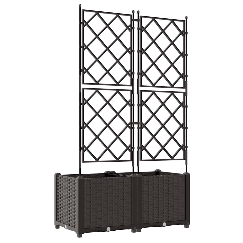 Vaso da Giardino con Trellis 2 pcs Marrone 80 x 40 x 143 cm PP - homemem39