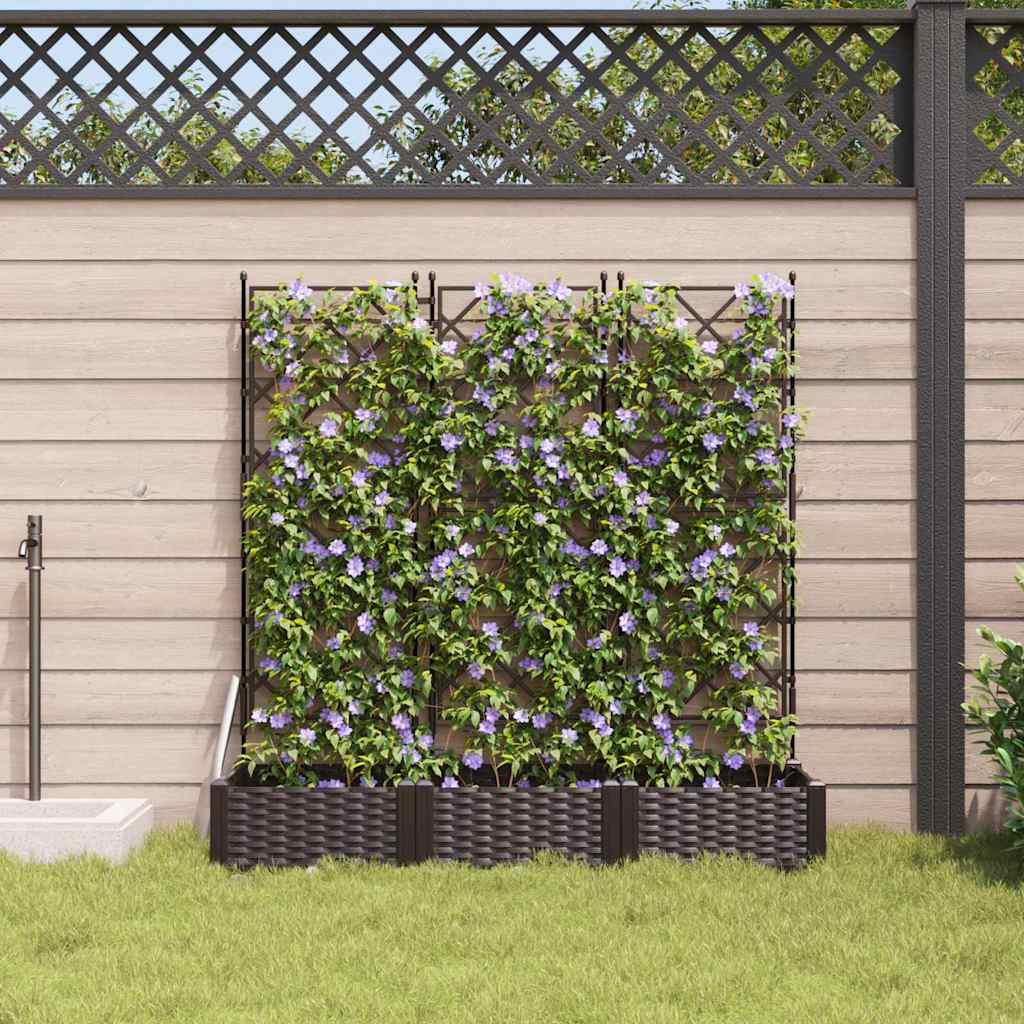 Vaso da Giardino con Trellis 3 pcs Marrone 120 x 40 x 125.5 cm - homemem39