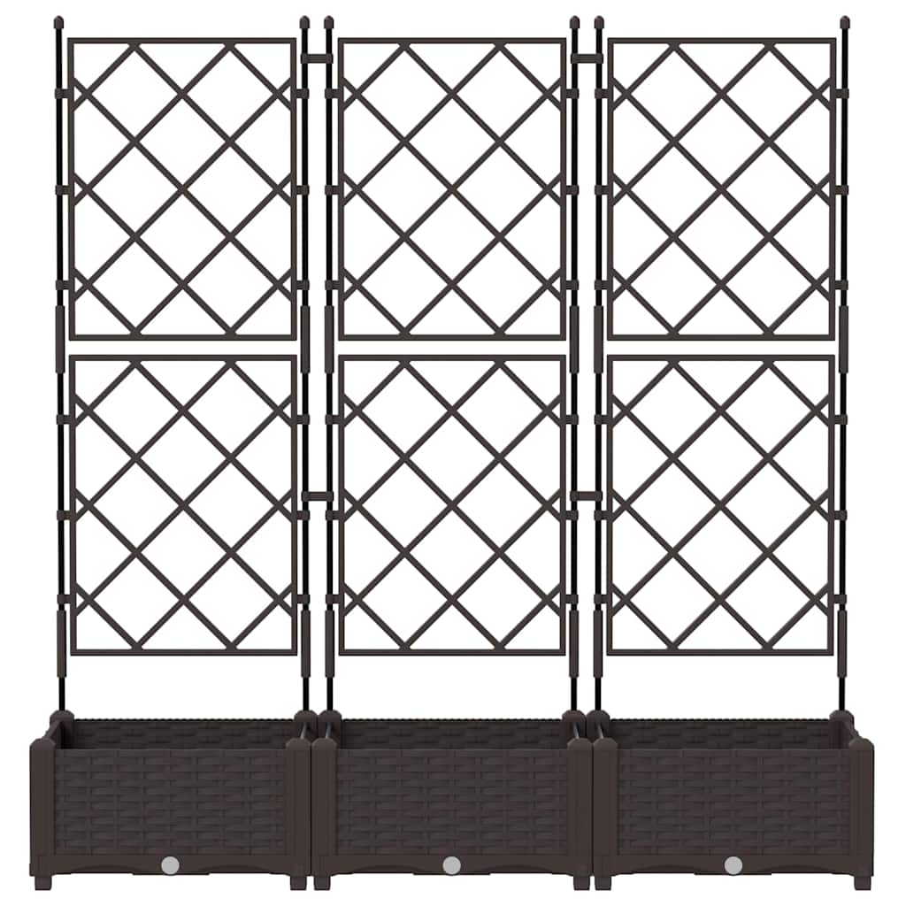 Vaso da Giardino con Trellis 3 pcs Marrone 120 x 40 x 125.5 cm - homemem39