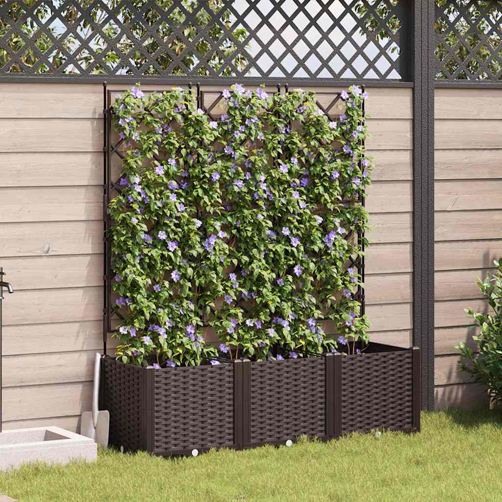 Vaso da Giardino con Trellis 3 pcs Marrone 120 x 40 x 143 cm PP - homemem39