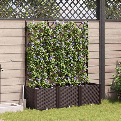 Vaso da Giardino con Trellis 3 pcs Marrone 120 x 40 x 143 cm PP - homemem39
