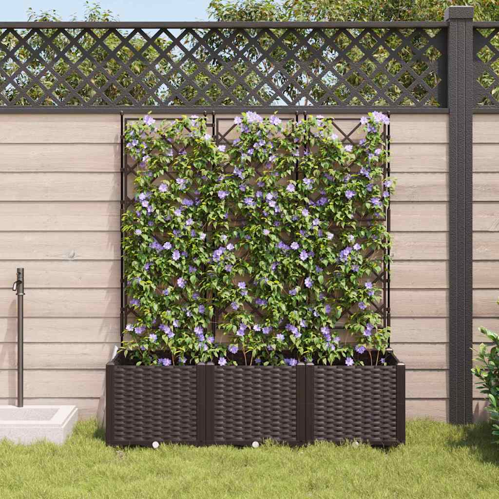 Vaso da Giardino con Trellis 3 pcs Marrone 120 x 40 x 143 cm PP - homemem39