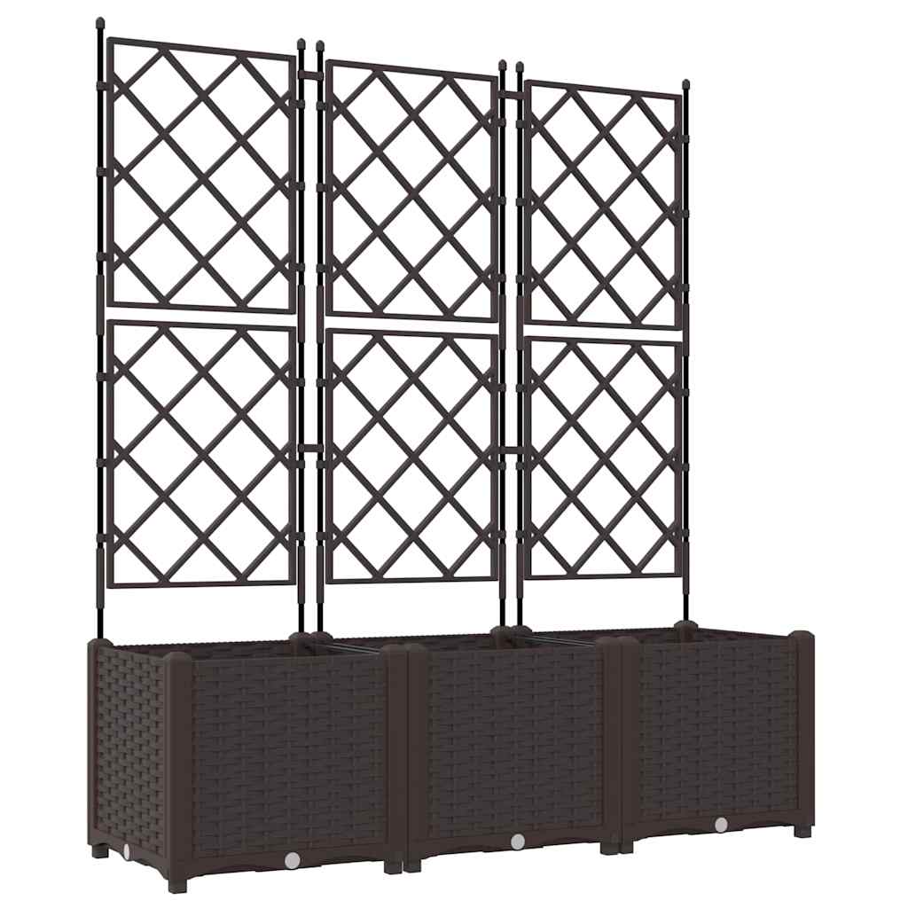 Vaso da Giardino con Trellis 3 pcs Marrone 120 x 40 x 143 cm PP - homemem39