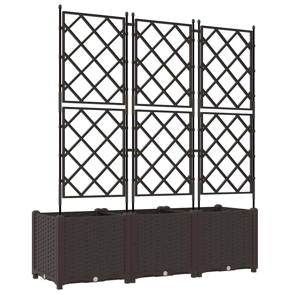 Vaso da Giardino con Trellis 3 pcs Marrone 120 x 40 x 143 cm PP - homemem39