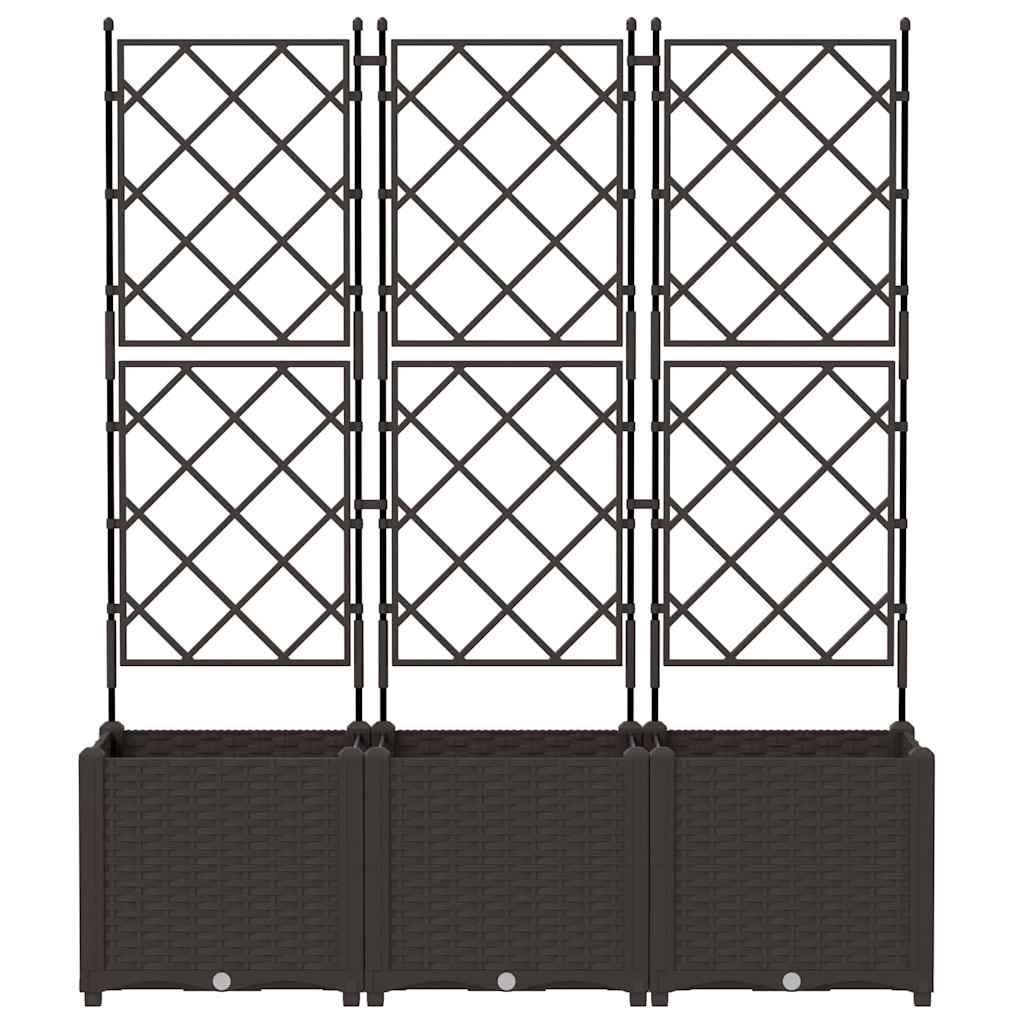 Vaso da Giardino con Trellis 3 pcs Marrone 120 x 40 x 143 cm PP - homemem39