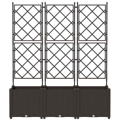 Vaso da Giardino con Trellis 3 pcs Marrone 120 x 40 x 143 cm PP - homemem39