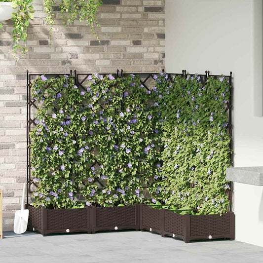 Vaso da Giardino con Trellis 5 pcs Marrone 120 x 120 x 125.5 cm - homemem39