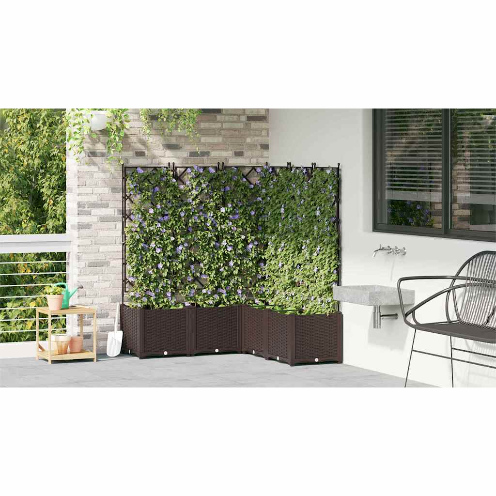 Vaso da Giardino con Trellis 5 pcs Marrone 120 x 120 x 143 cm - homemem39