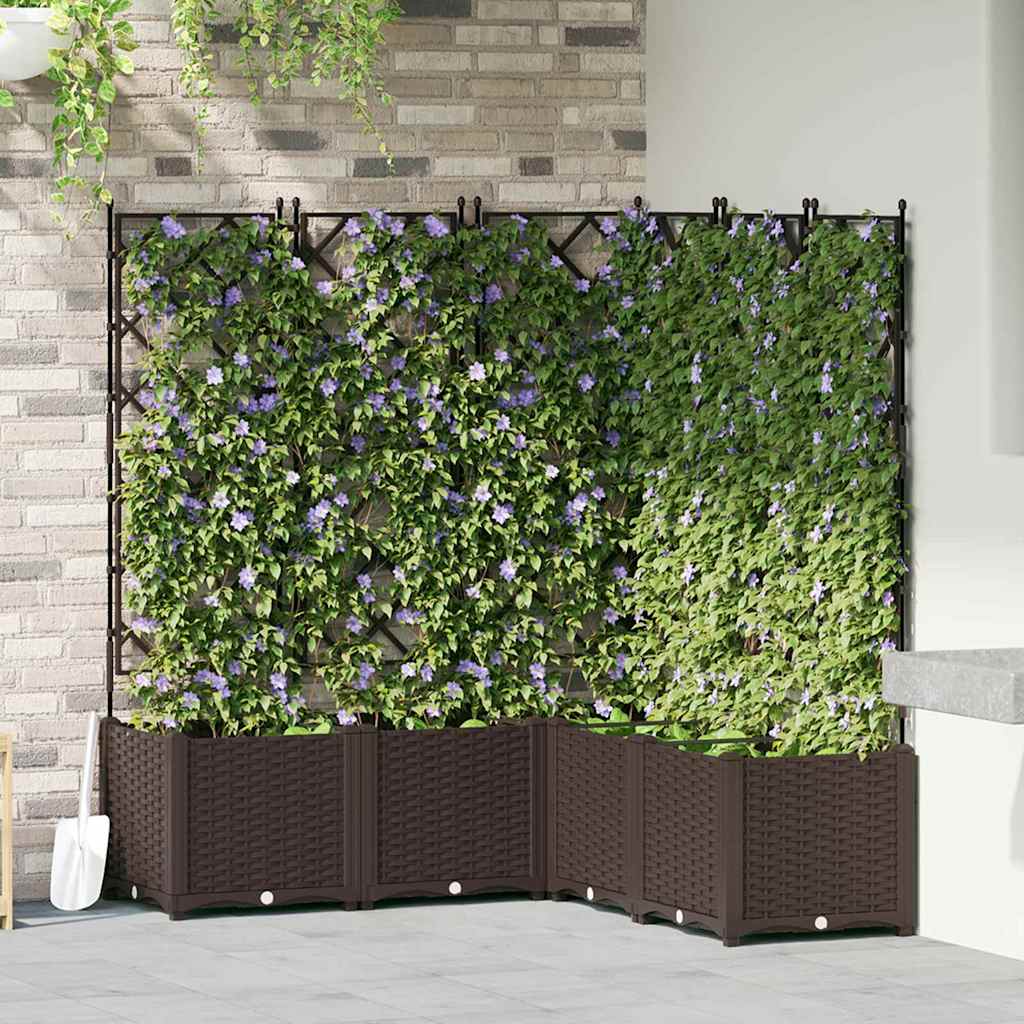 Vaso da Giardino con Trellis 5 pcs Marrone 120 x 120 x 143 cm - homemem39