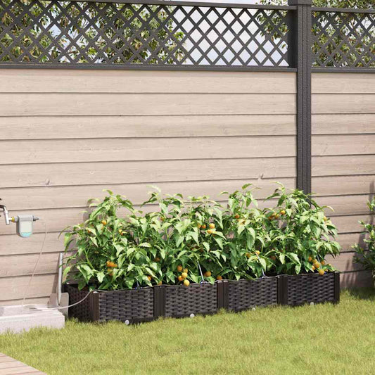 Vaso da giardino 4 pcs Marrone 160 x 40 x 22 cm Plastica | homemem39