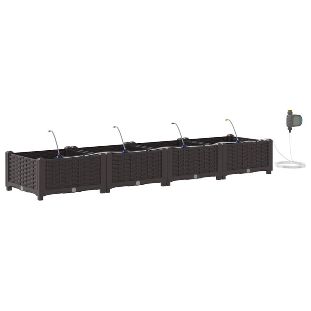Vaso da giardino 4 pcs Marrone 160 x 40 x 22 cm Plastica | homemem39