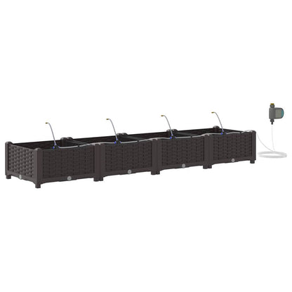 Vaso da giardino 4 pcs Marrone 160 x 40 x 22 cm Plastica | homemem39