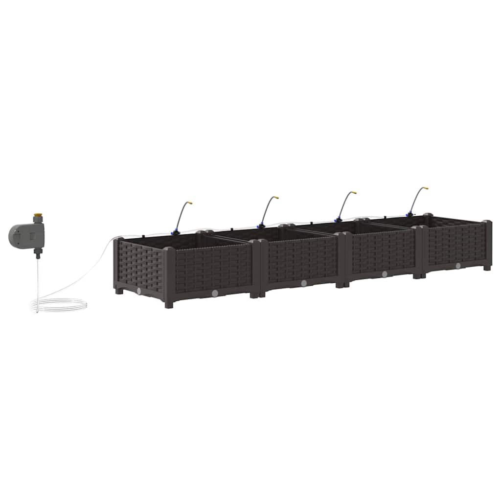 Vaso da giardino 4 pcs Marrone 160 x 40 x 22 cm Plastica | homemem39