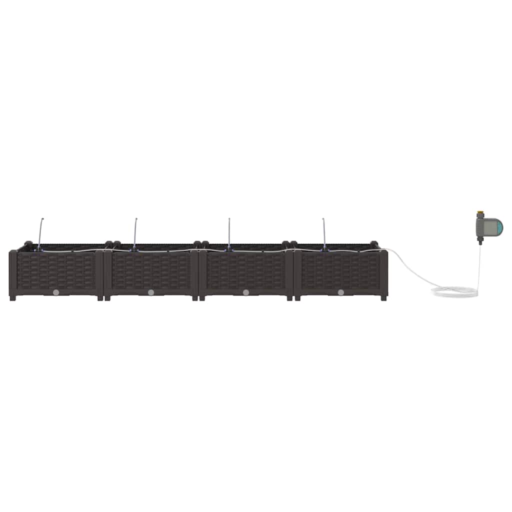 Vaso da giardino 4 pcs Marrone 160 x 40 x 22 cm Plastica | homemem39