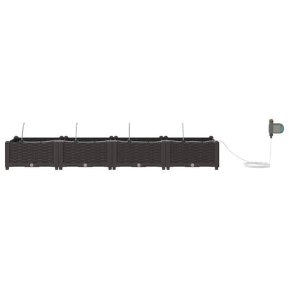 Vaso da giardino 4 pcs Marrone 160 x 40 x 22 cm Plastica | homemem39