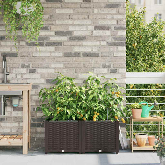Vaso da giardino 2 pcs Marrone 80 x 40 x 37,5 cm Plastica