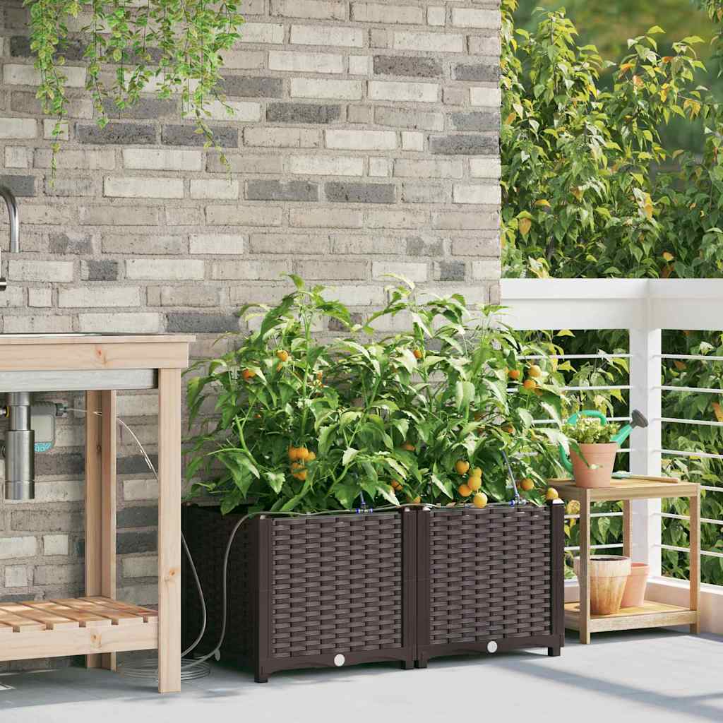 Vaso da giardino 2 pcs Marrone 80 x 40 x 37,5 cm Plastica