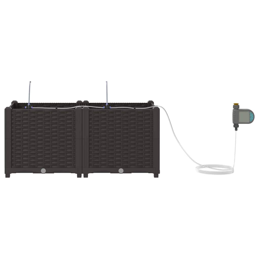 Vaso da giardino 2 pcs Marrone 80 x 40 x 37,5 cm Plastica