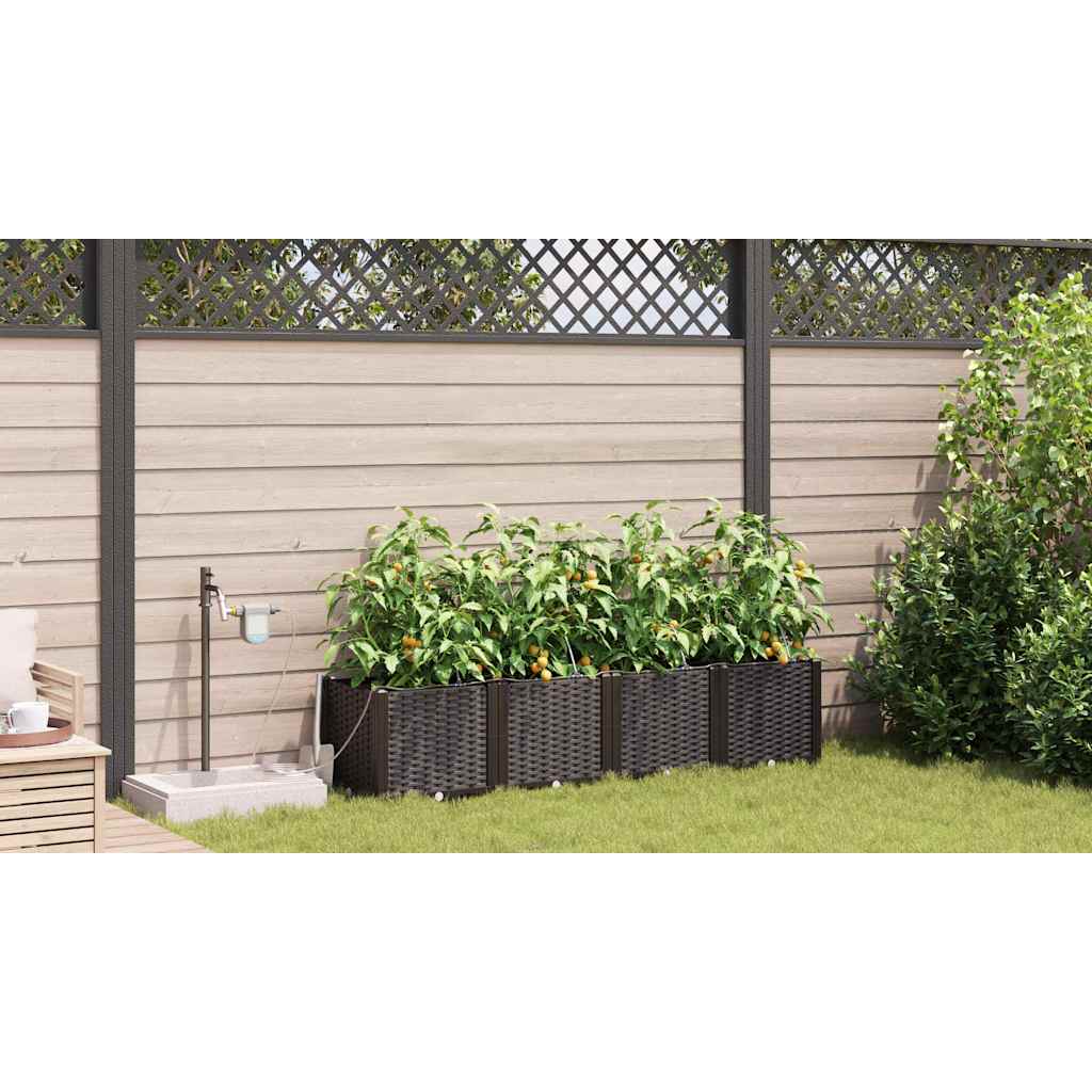 Vaso da giardino 4 pcs Marrone Plastica | homemem39