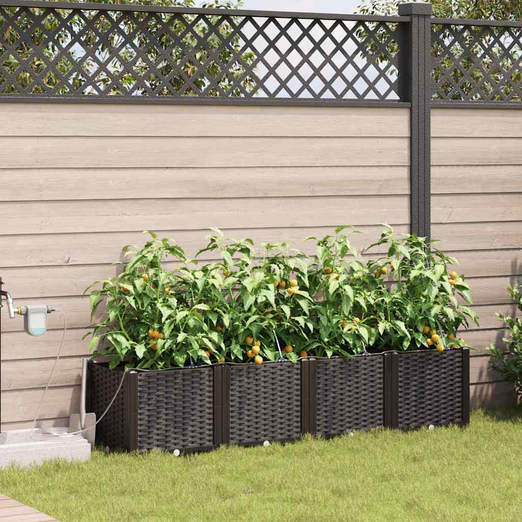 Vaso da giardino 4 pcs Marrone Plastica | homemem39
