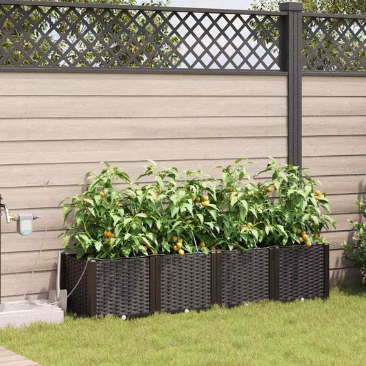 Vaso da giardino 4 pcs Marrone Plastica | homemem39