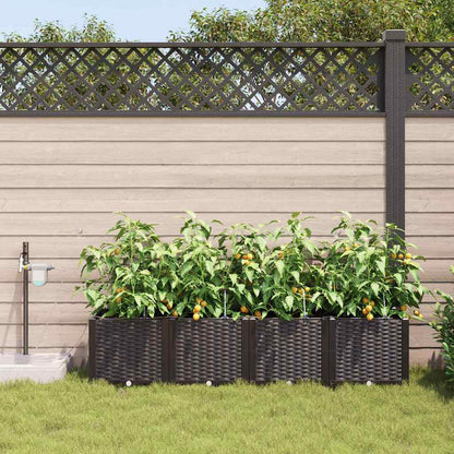 Vaso da giardino 4 pcs Marrone Plastica | homemem39
