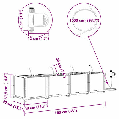 Vaso da giardino 4 pcs Marrone Plastica | homemem39