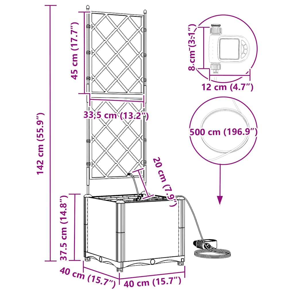 Vasi da giardino Marrone 40 x 40 x 142 cm Acciaio - homemem39