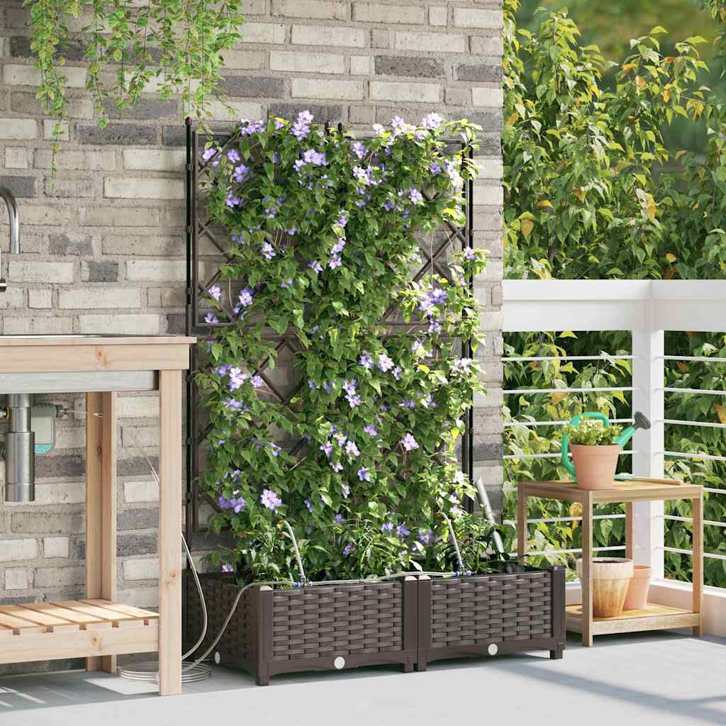 Vaso da giardino 2 pcs Marrone 80 x 40 x 126 cm Plastica