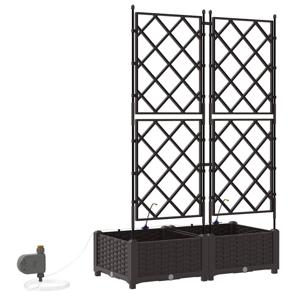 Vaso da giardino 2 pcs Marrone Plastica | homemem39