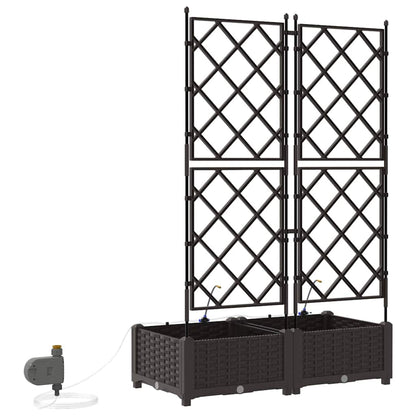 Vaso da giardino 2 pcs Marrone Plastica | homemem39
