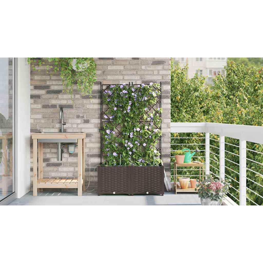 Vaso da giardino 2 pcs Marrone Plastica | homemem39