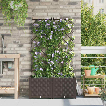 Vaso da giardino 2 pcs Marrone Plastica | homemem39