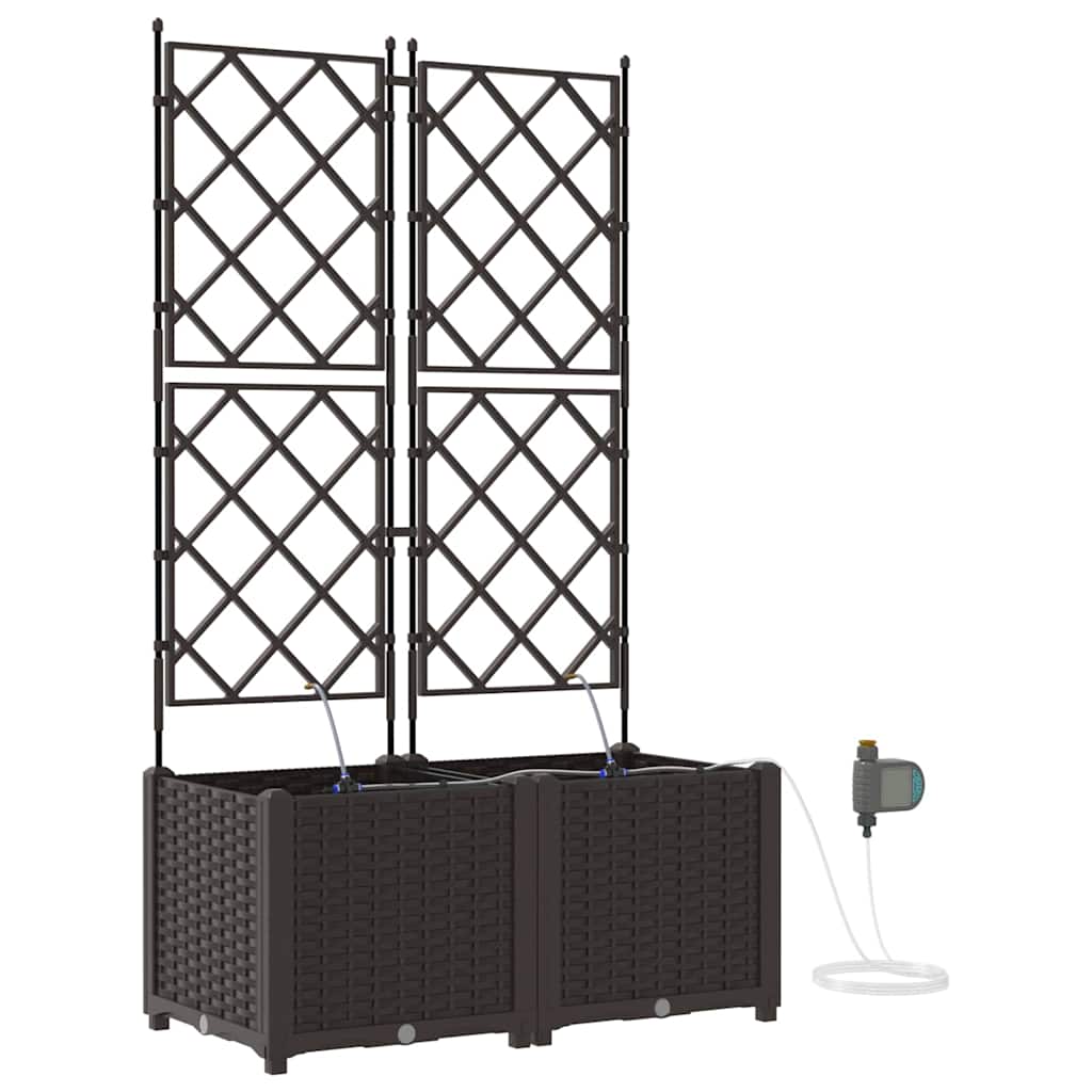 Vaso da giardino 2 pcs Marrone Plastica | homemem39