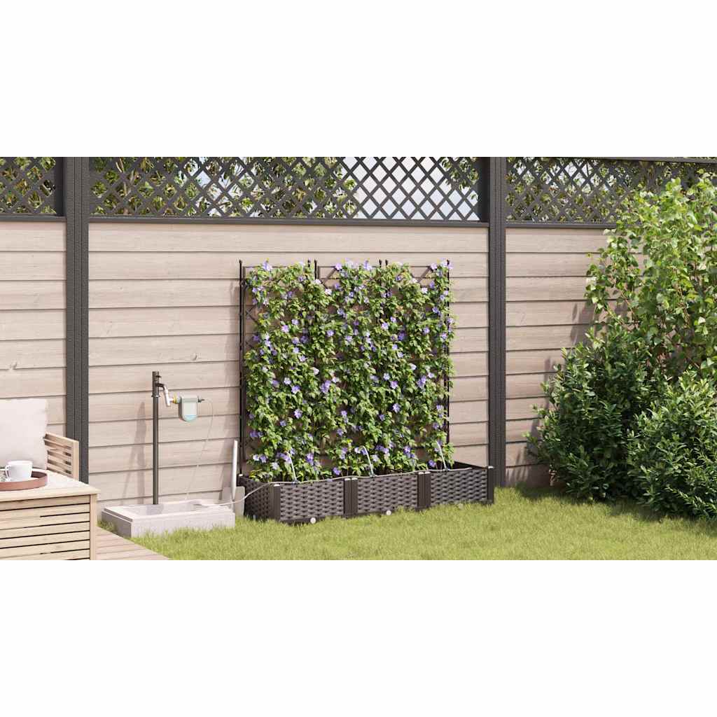 Vaso da giardino 3 pcs Marrone Plastica | homemem39