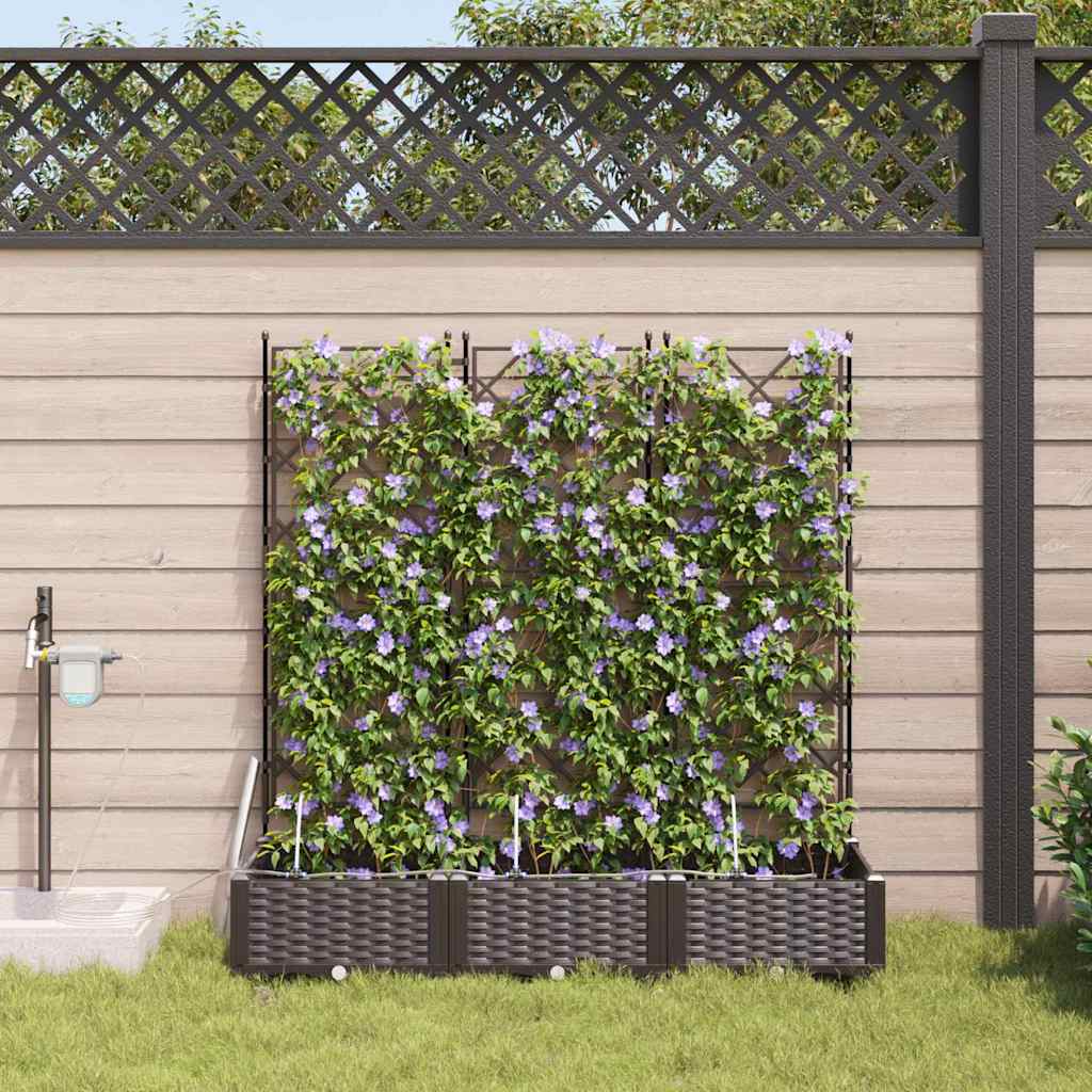 Vaso da giardino 3 pcs Marrone Plastica | homemem39