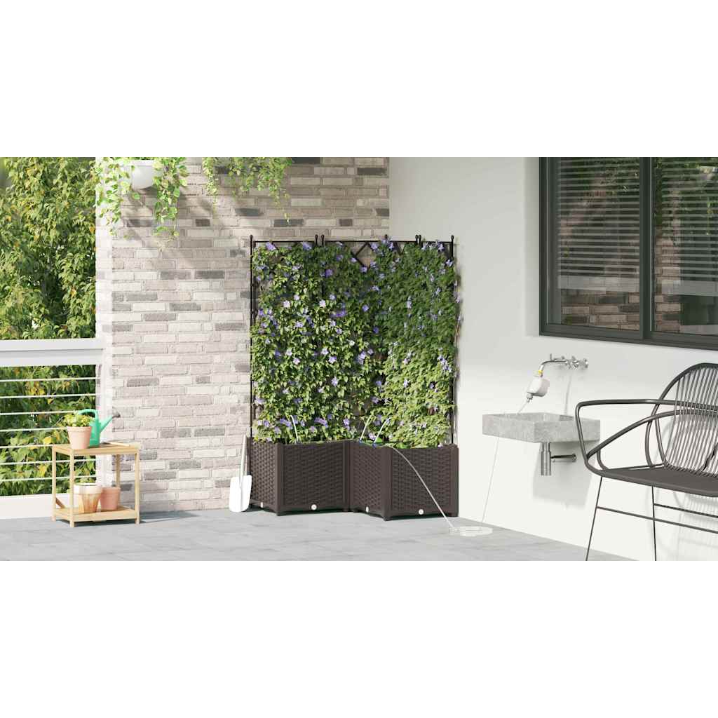 Vaso da giardino 3 pcs Marrone 80 x 80 x 142 cm Plastica