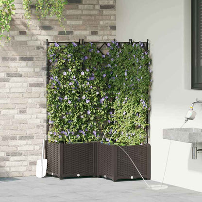Vaso da giardino 3 pz Marrone 80 x 80 x 142 cm PP
