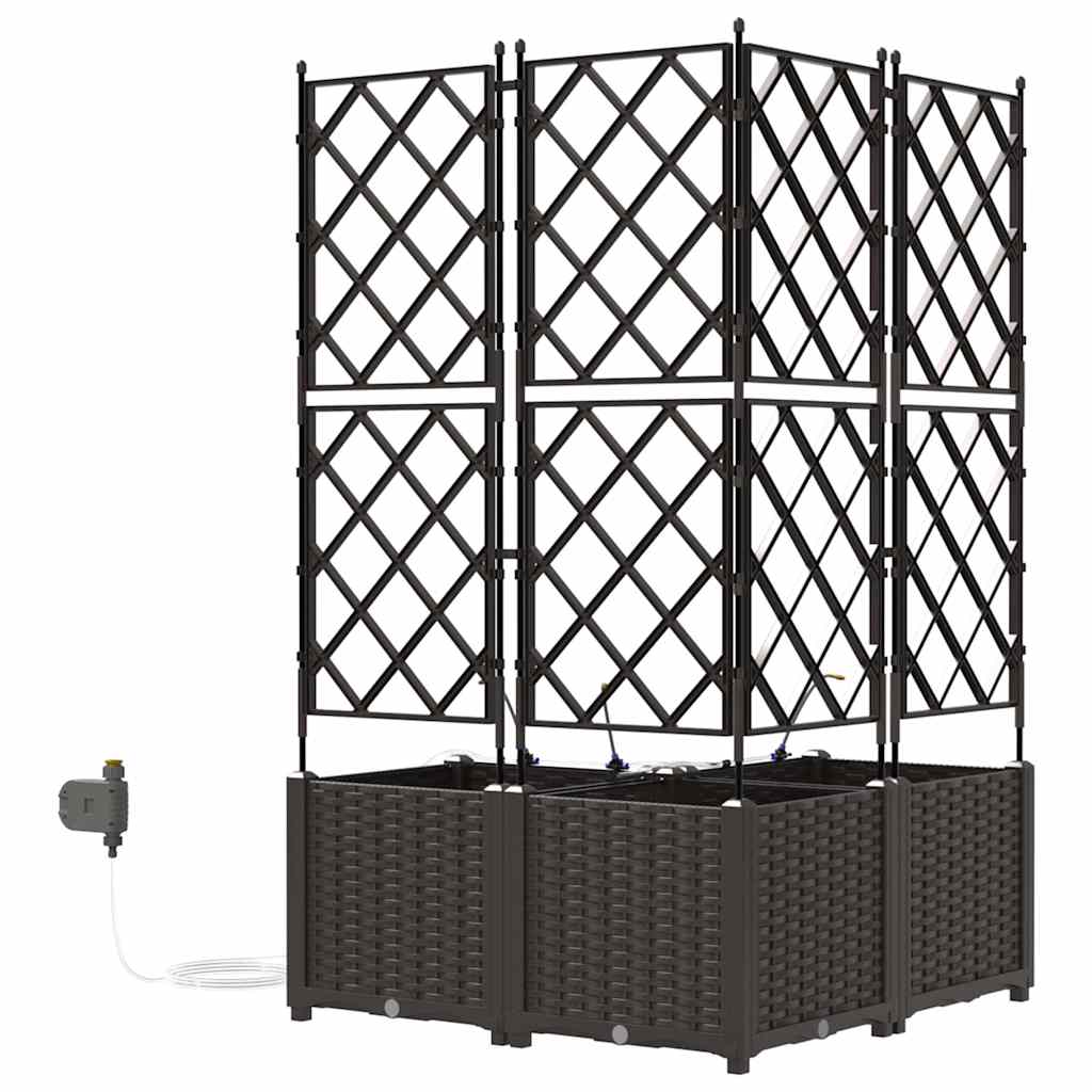 Vaso da giardino 3 pcs Marrone Plastica | homemem39