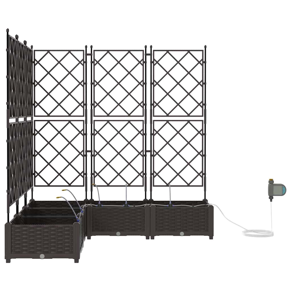 Vaso da giardino 5 pcs Marrone Acciaio