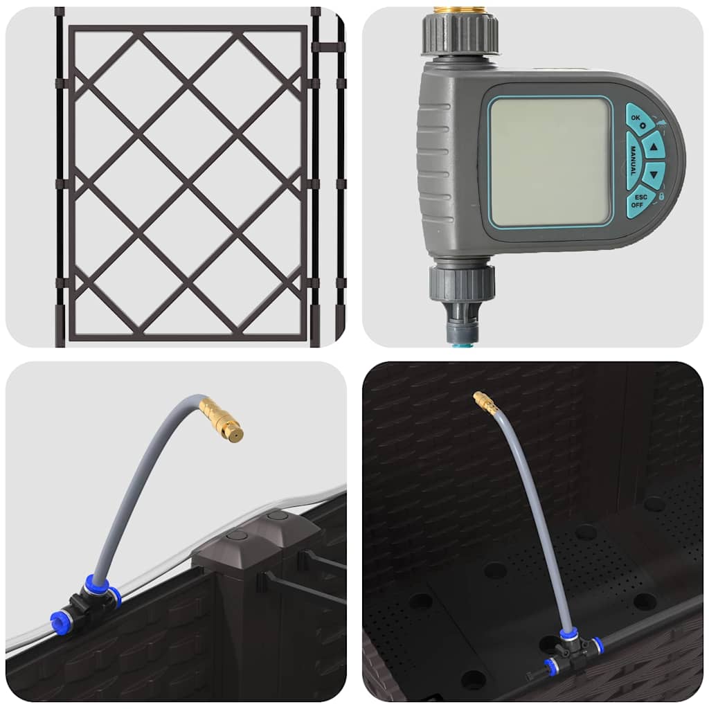 Vaso da giardino 5 pcs Marrone Acciaio