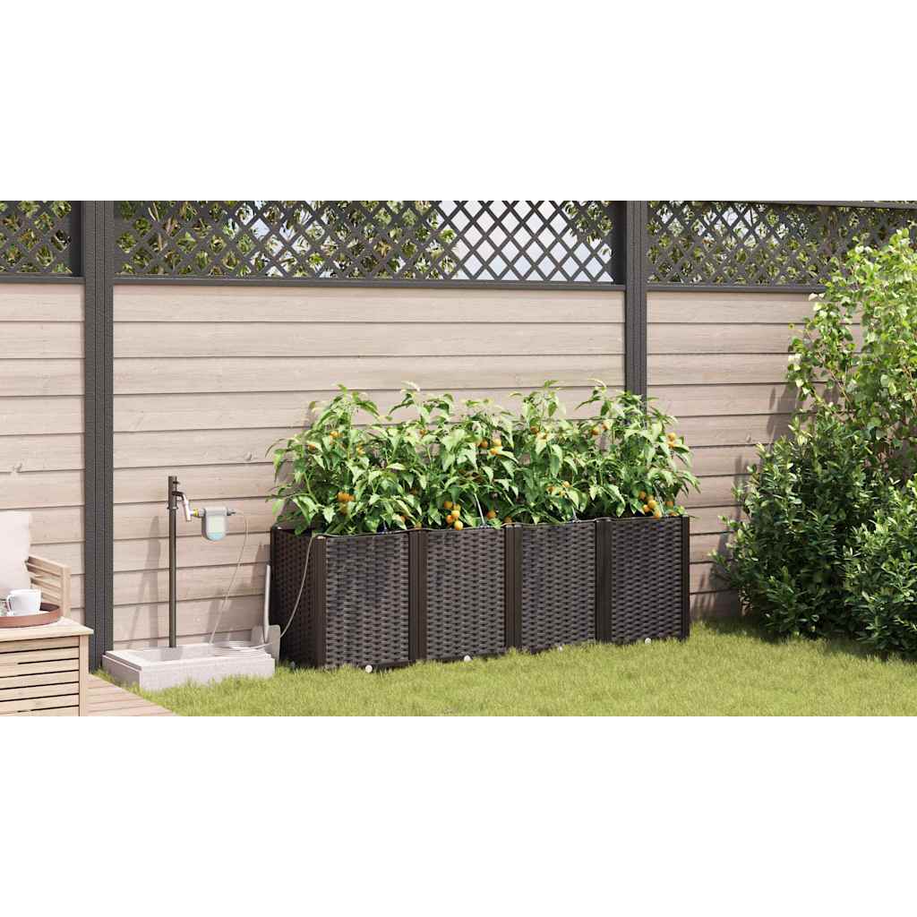 Vaso da giardino 4 pcs Marrone Acciaio