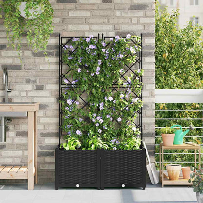 Vaso da giardino 2 pz Nero 80 x 40 x 143 cm PP