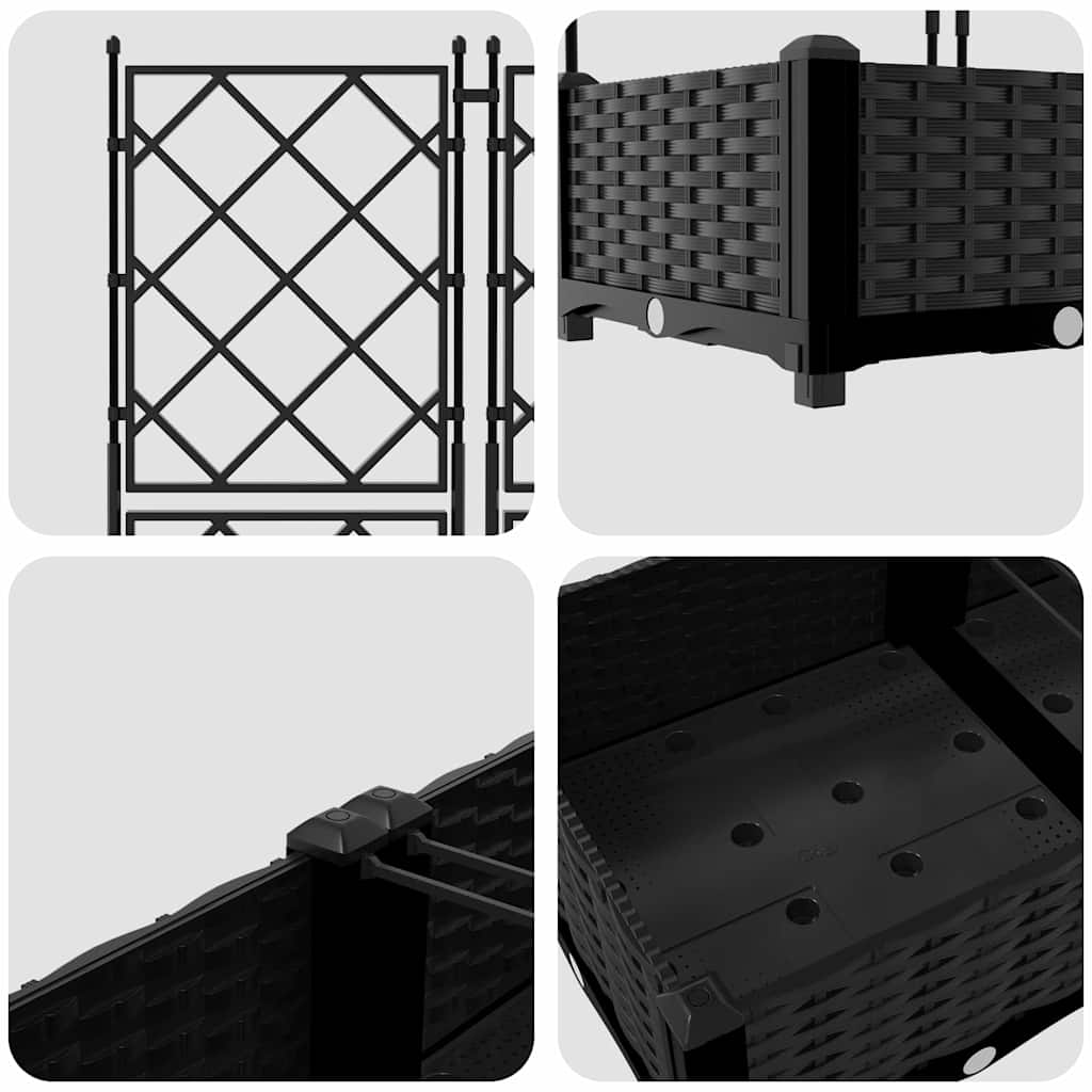 Vaso da giardino 3 pz Nero 120 x 40 x 125,5 cm PP
