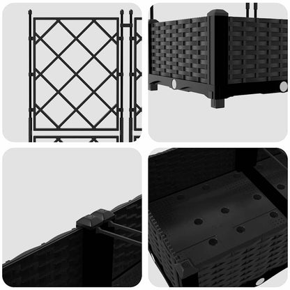 Vaso da giardino 3 pz Nero 120 x 40 x 125,5 cm PP