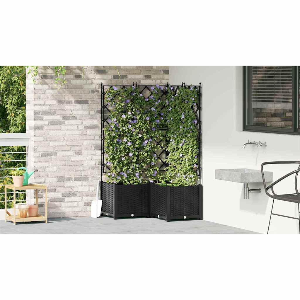 Vaso da giardino 3 pcs Nero 80 x 80 x 143 cm Acciaio