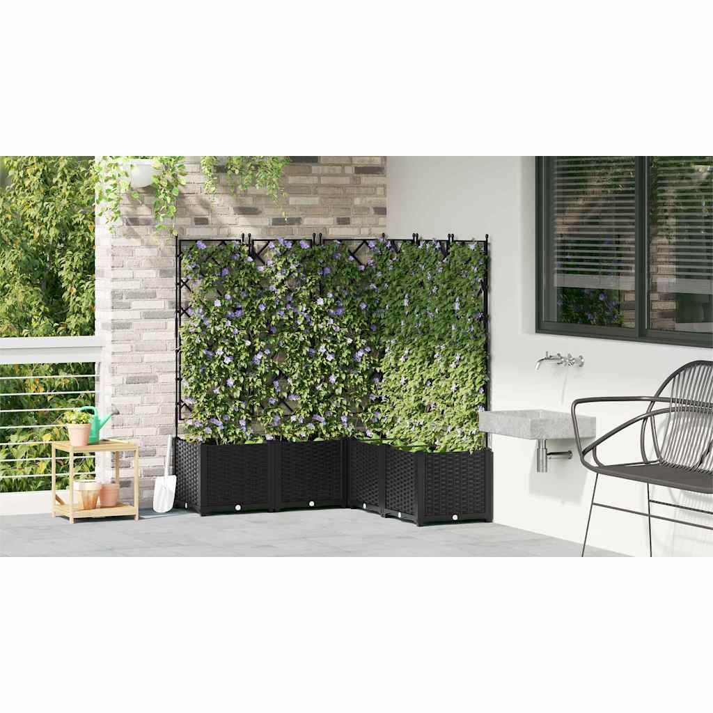 Vaso da giardino 5 pcs Nero 120 x 120 x 143 cm Acciaio